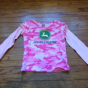 John Deere Girls Long Sleeve Size 2T Pink Camo EUC